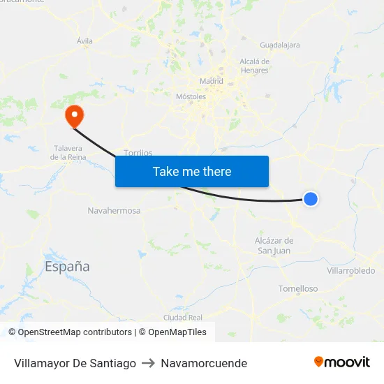 Villamayor De Santiago to Navamorcuende map