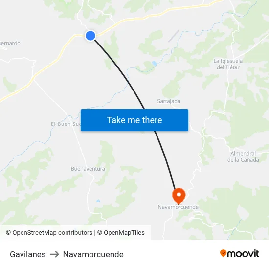 Gavilanes to Navamorcuende map
