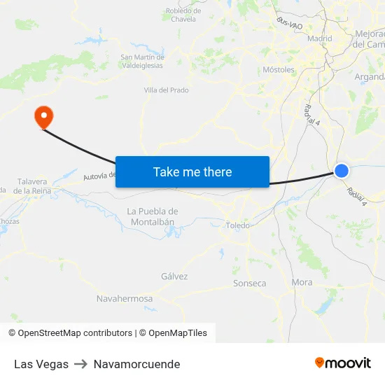 Las Vegas to Navamorcuende map