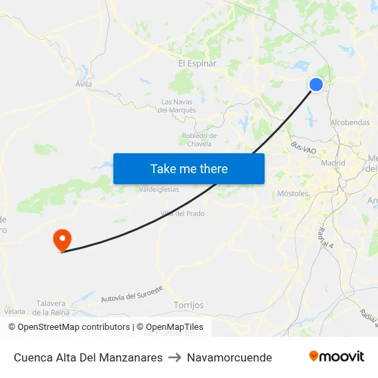 Cuenca Alta Del Manzanares to Navamorcuende map