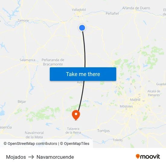 Mojados to Navamorcuende map