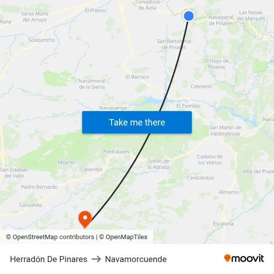 Herradón De Pinares to Navamorcuende map