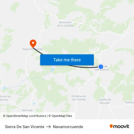 Sierra De San Vicente to Navamorcuende map