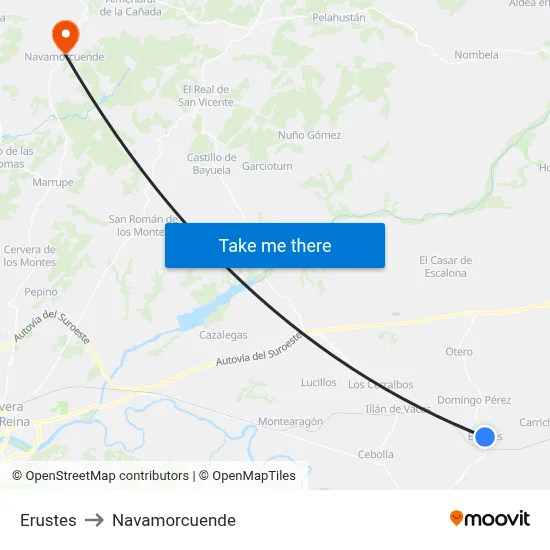 Erustes to Navamorcuende map