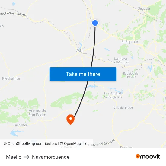 Maello to Navamorcuende map