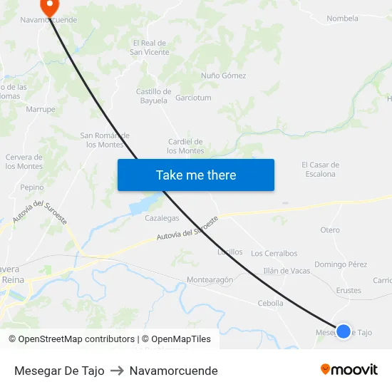 Mesegar De Tajo to Navamorcuende map