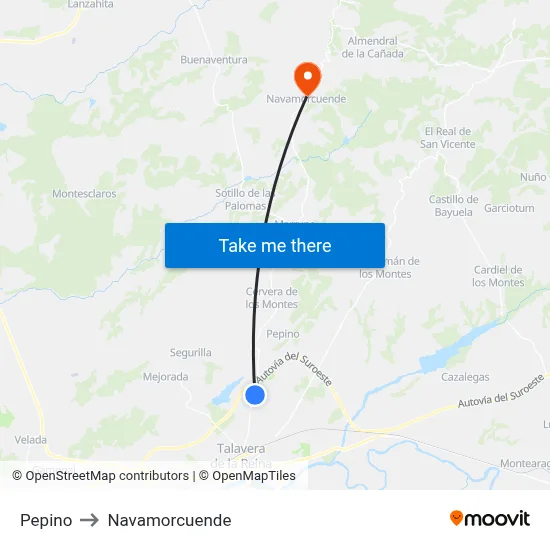 Pepino to Navamorcuende map