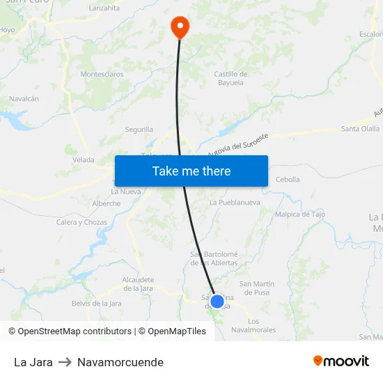La Jara to Navamorcuende map