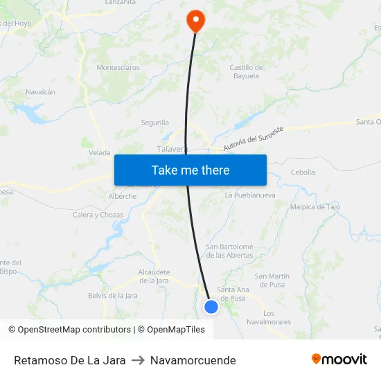 Retamoso De La Jara to Navamorcuende map