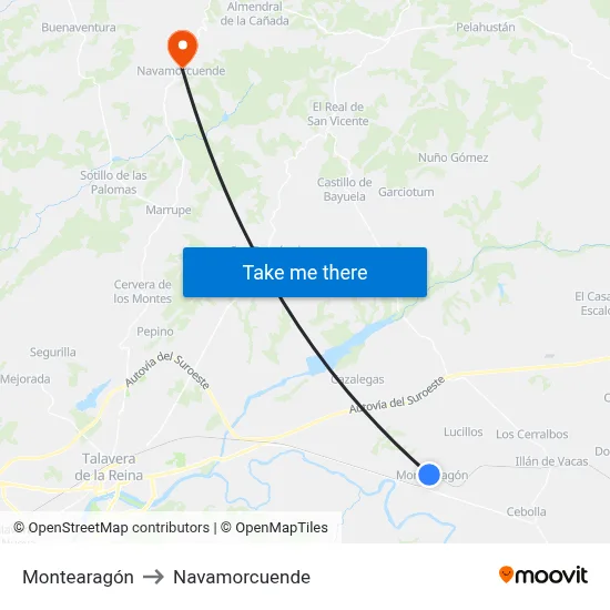 Montearagón to Navamorcuende map