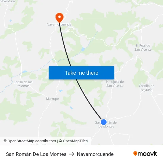 San Román De Los Montes to Navamorcuende map