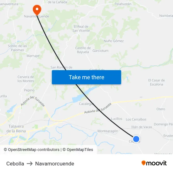 Cebolla to Navamorcuende map