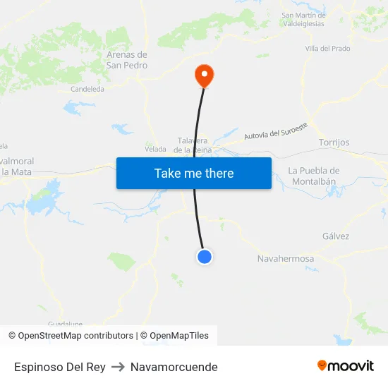 Espinoso Del Rey to Navamorcuende map