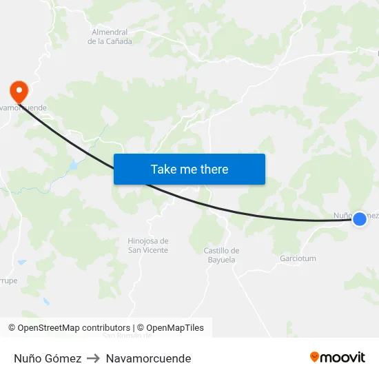 Nuño Gómez to Navamorcuende map