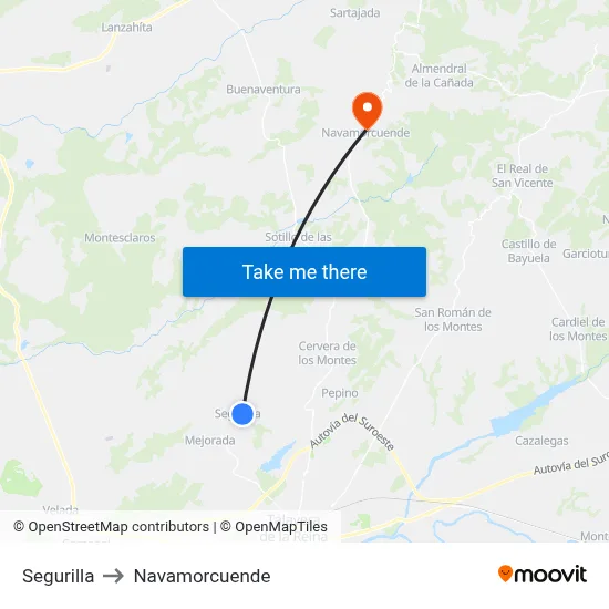Segurilla to Navamorcuende map