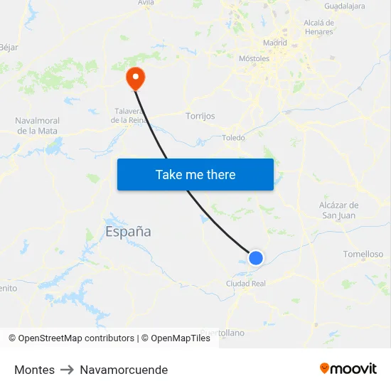 Montes to Navamorcuende map
