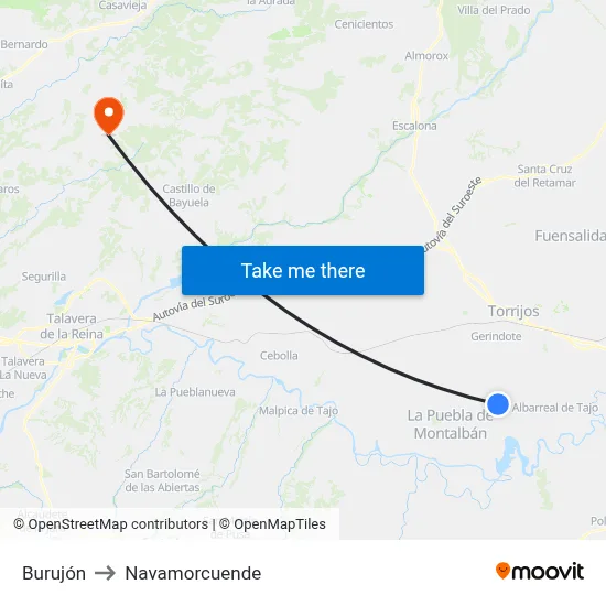 Burujón to Navamorcuende map
