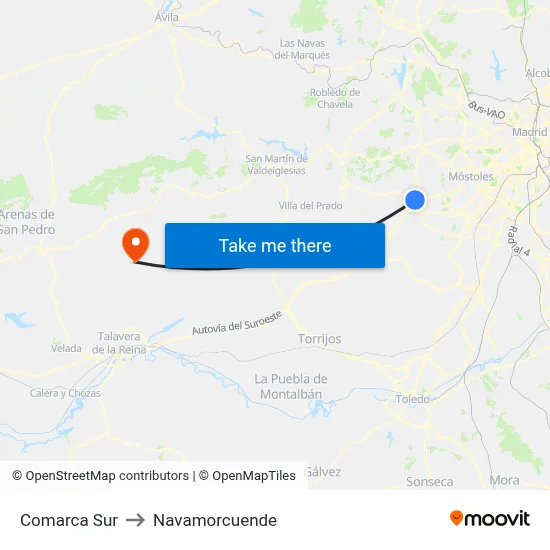 Comarca Sur to Navamorcuende map