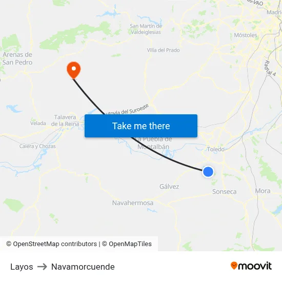 Layos to Navamorcuende map