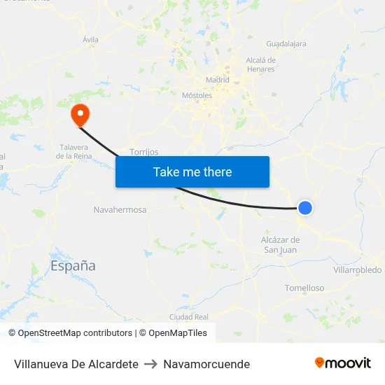 Villanueva De Alcardete to Navamorcuende map