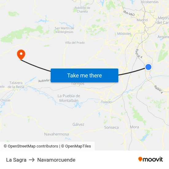 La Sagra to Navamorcuende map
