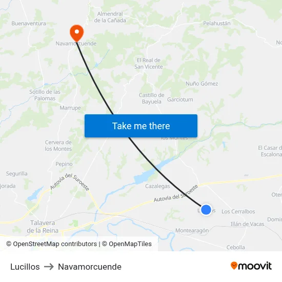 Lucillos to Navamorcuende map