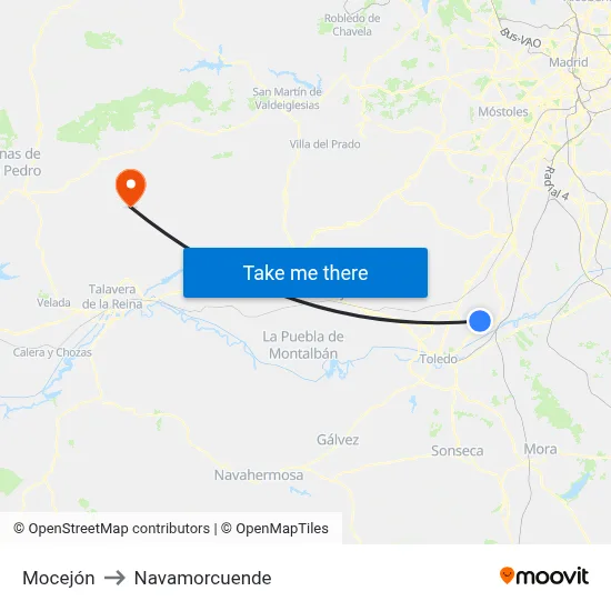 Mocejón to Navamorcuende map