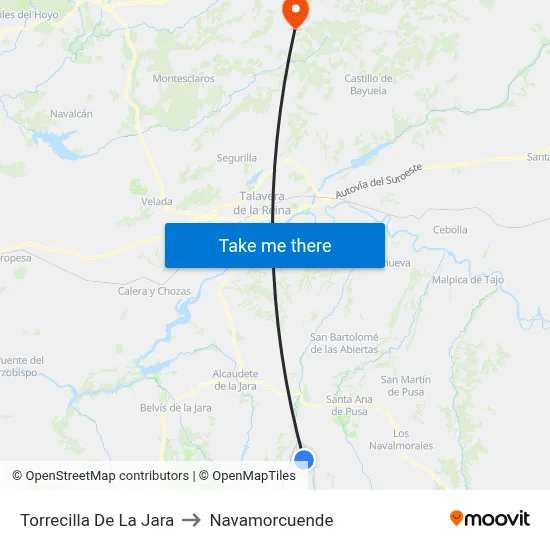 Torrecilla De La Jara to Navamorcuende map