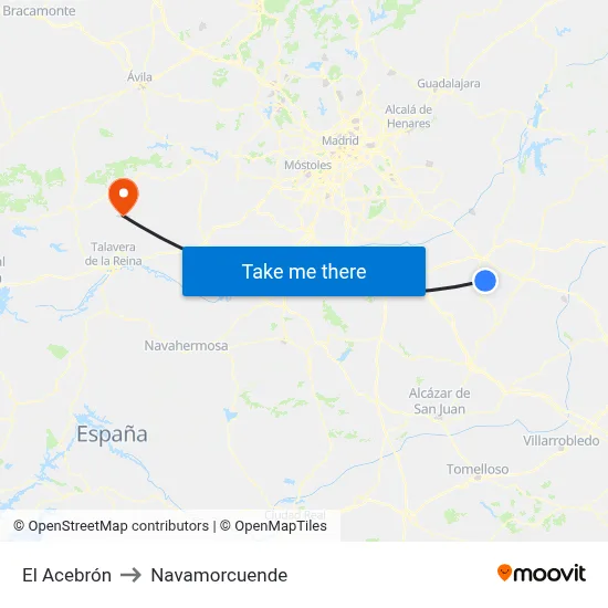El Acebrón to Navamorcuende map
