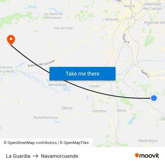 La Guardia to Navamorcuende map