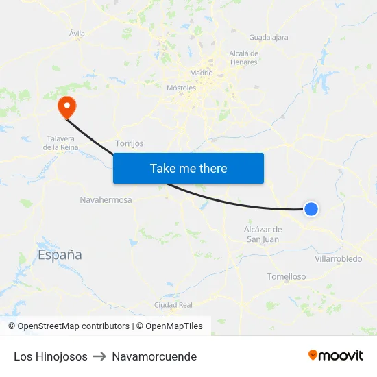 Los Hinojosos to Navamorcuende map