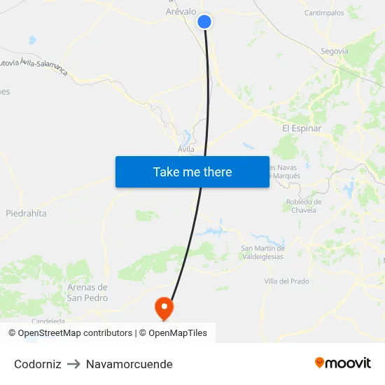 Codorniz to Navamorcuende map
