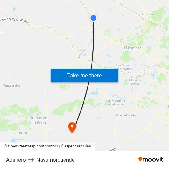 Adanero to Navamorcuende map