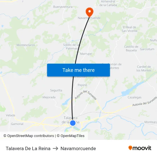 Talavera De La Reina to Navamorcuende map