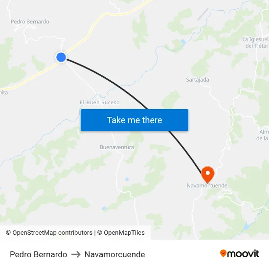 Pedro Bernardo to Navamorcuende map