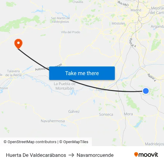 Huerta De Valdecarábanos to Navamorcuende map