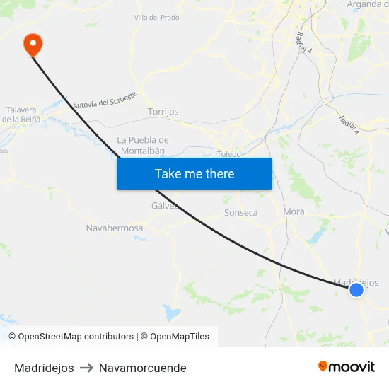 Madridejos to Navamorcuende map