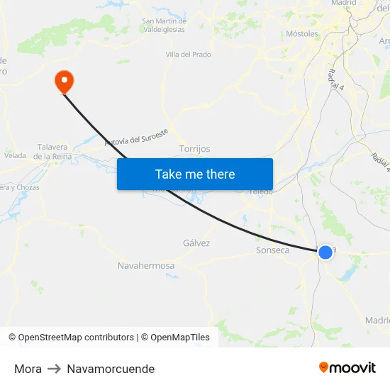 Mora to Navamorcuende map
