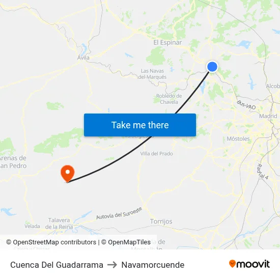 Cuenca Del Guadarrama to Navamorcuende map
