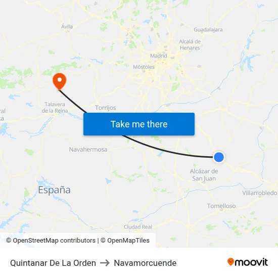 Quintanar De La Orden to Navamorcuende map