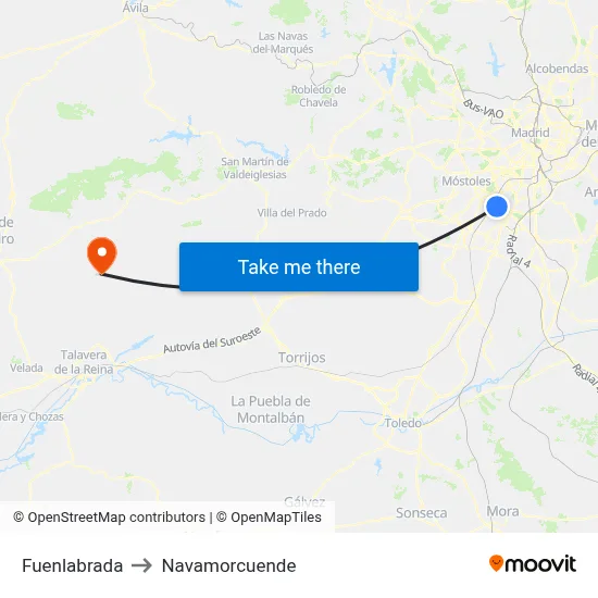 Fuenlabrada to Navamorcuende map