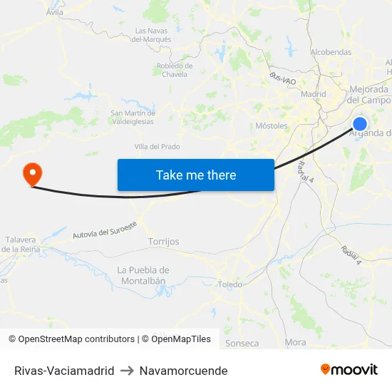 Rivas-Vaciamadrid to Navamorcuende map