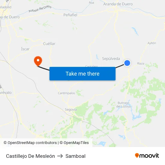 Castillejo De Mesleón to Samboal map
