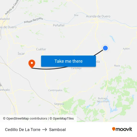 Cedillo De La Torre to Samboal map