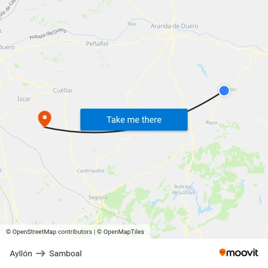 Ayllón to Samboal map