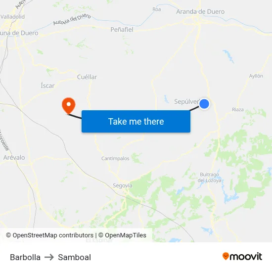 Barbolla to Samboal map