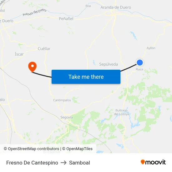 Fresno De Cantespino to Samboal map