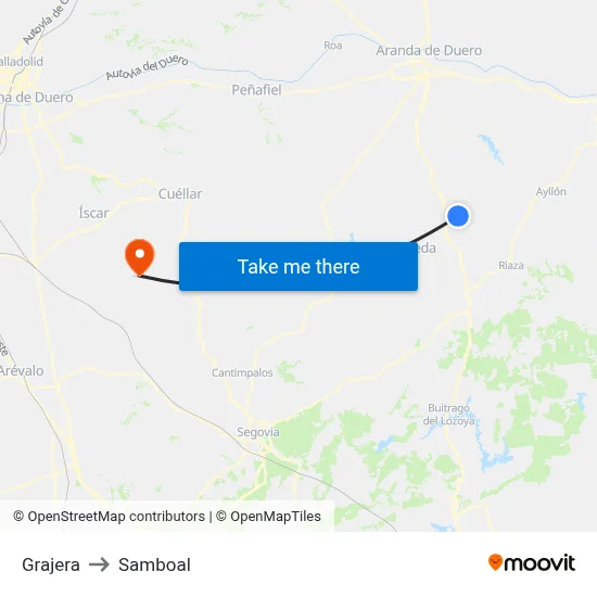 Grajera to Samboal map