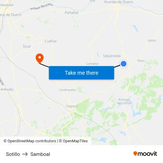 Sotillo to Samboal map