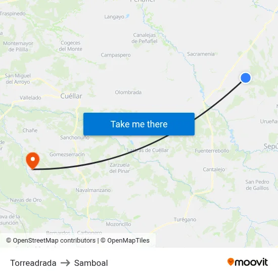 Torreadrada to Samboal map